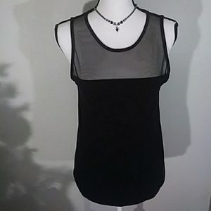Forever 21 Black Top w Sheer Inlay Medium